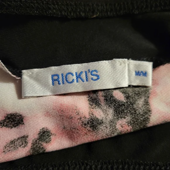 Ricki's Pink and Black Floral Asymmetrical Blouse - Picture 3 of 3